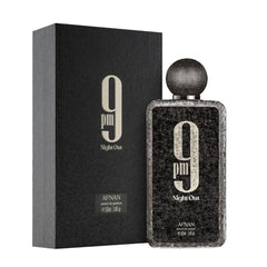 Afnan 9pm Night Out Perfume for Men, 100ml EDP, bottle close-up.