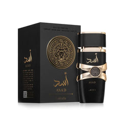 Lattafa Asad EDP 100ml men's perfume, bold and spicy scent, bottle shot. (Image 1 of 4)