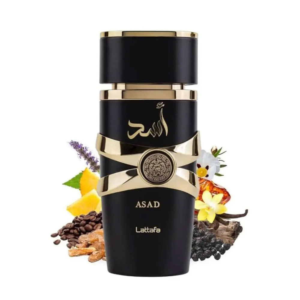 Lattafa Asad EDP 100ml men's perfume, bold and spicy scent. Image 2 of 4.