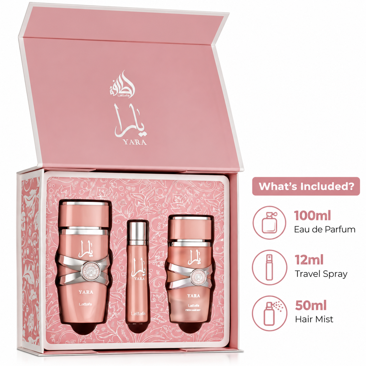 Yara Pink 3Pcs Gift Set By Lattafa