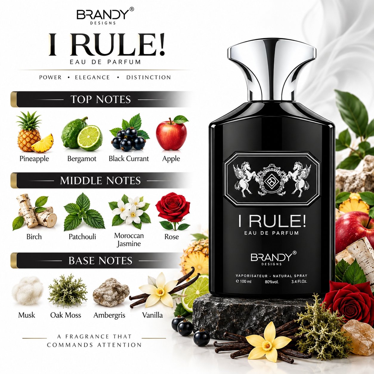 I Rule Black Eau de Parfum 100ml Long Lasting By Brandy Design