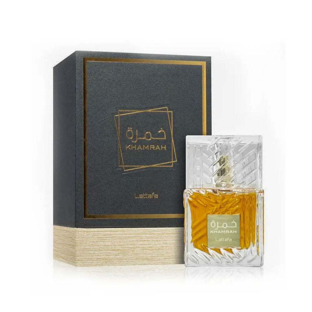 Khamrah Lattafa Perfume 100ml EDP bottle, luxury fragrance. Image 1 of 3.